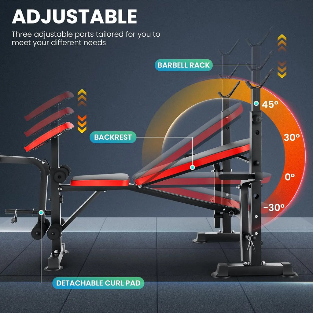 Weight Bench Set with Squat Rack