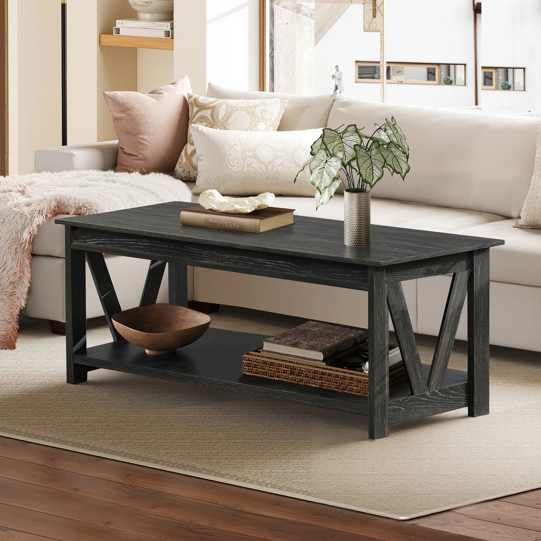 Sturdy Coffee Table w/Storage Shelf
