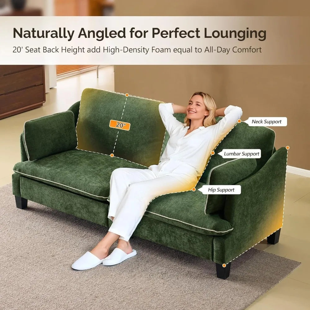Linen Velvet 2-Seater Loveseat