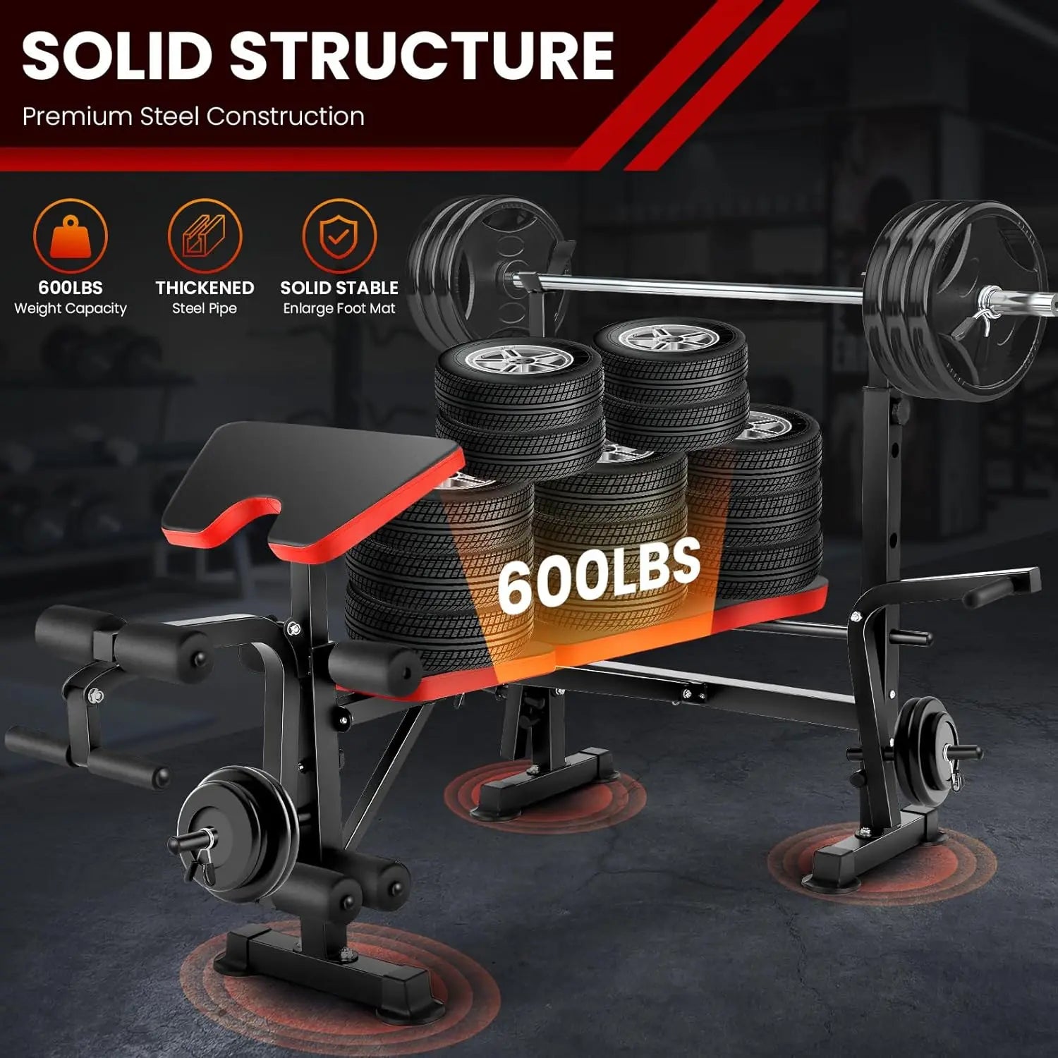 Weight Bench Set with Squat Rack