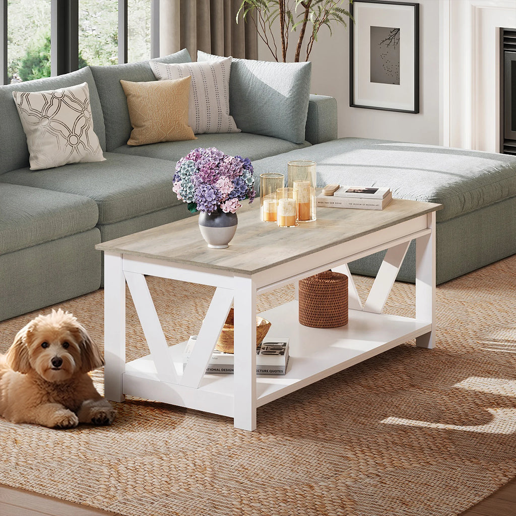 Sturdy Coffee Table w/Storage Shelf