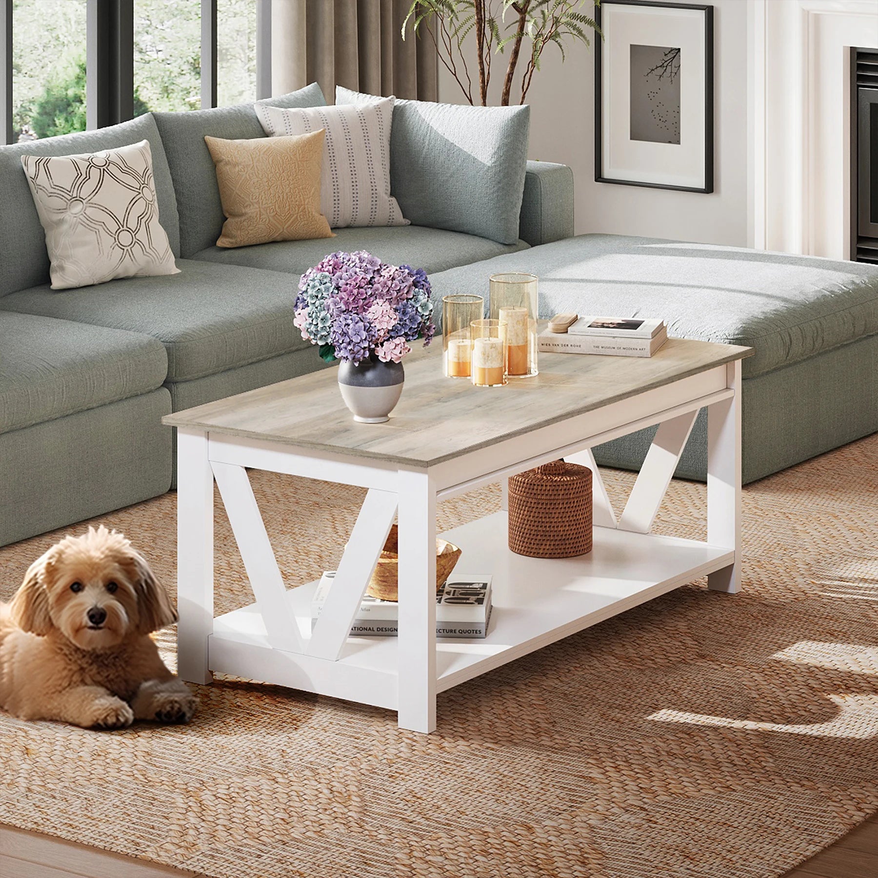 Sturdy Coffee Table w/Storage Shelf