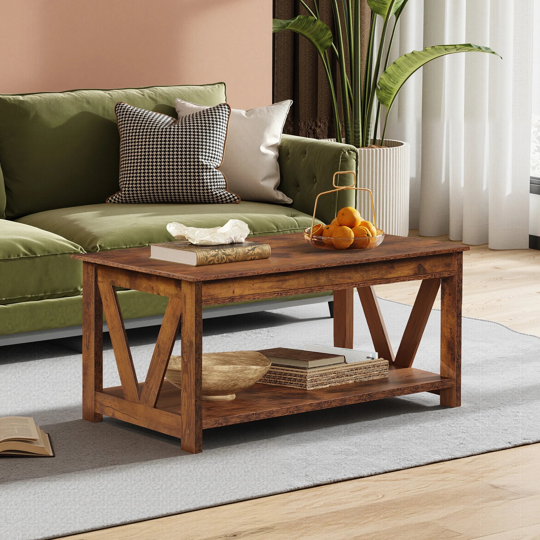 Sturdy Coffee Table w/Storage Shelf