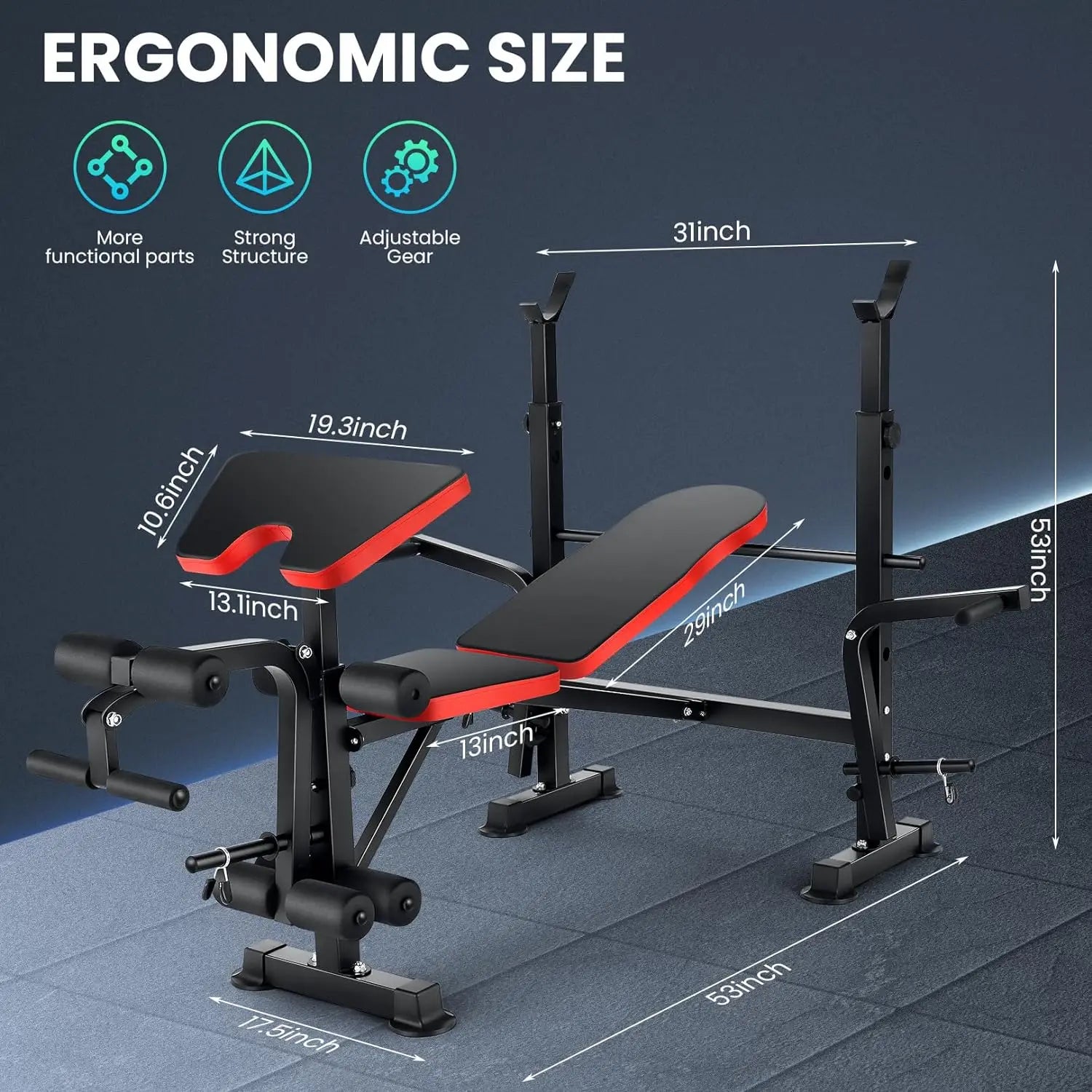 Weight Bench Set with Squat Rack