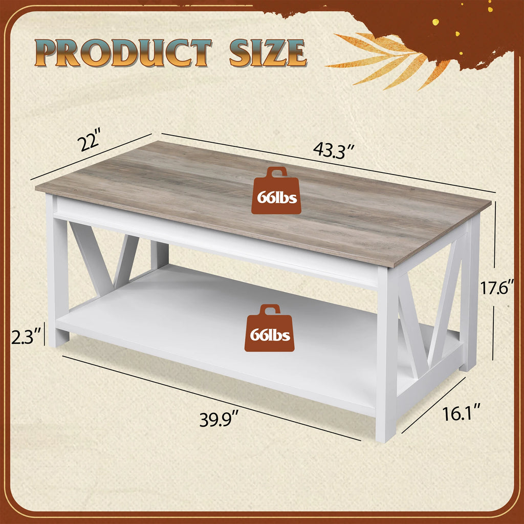 Sturdy Coffee Table w/Storage Shelf
