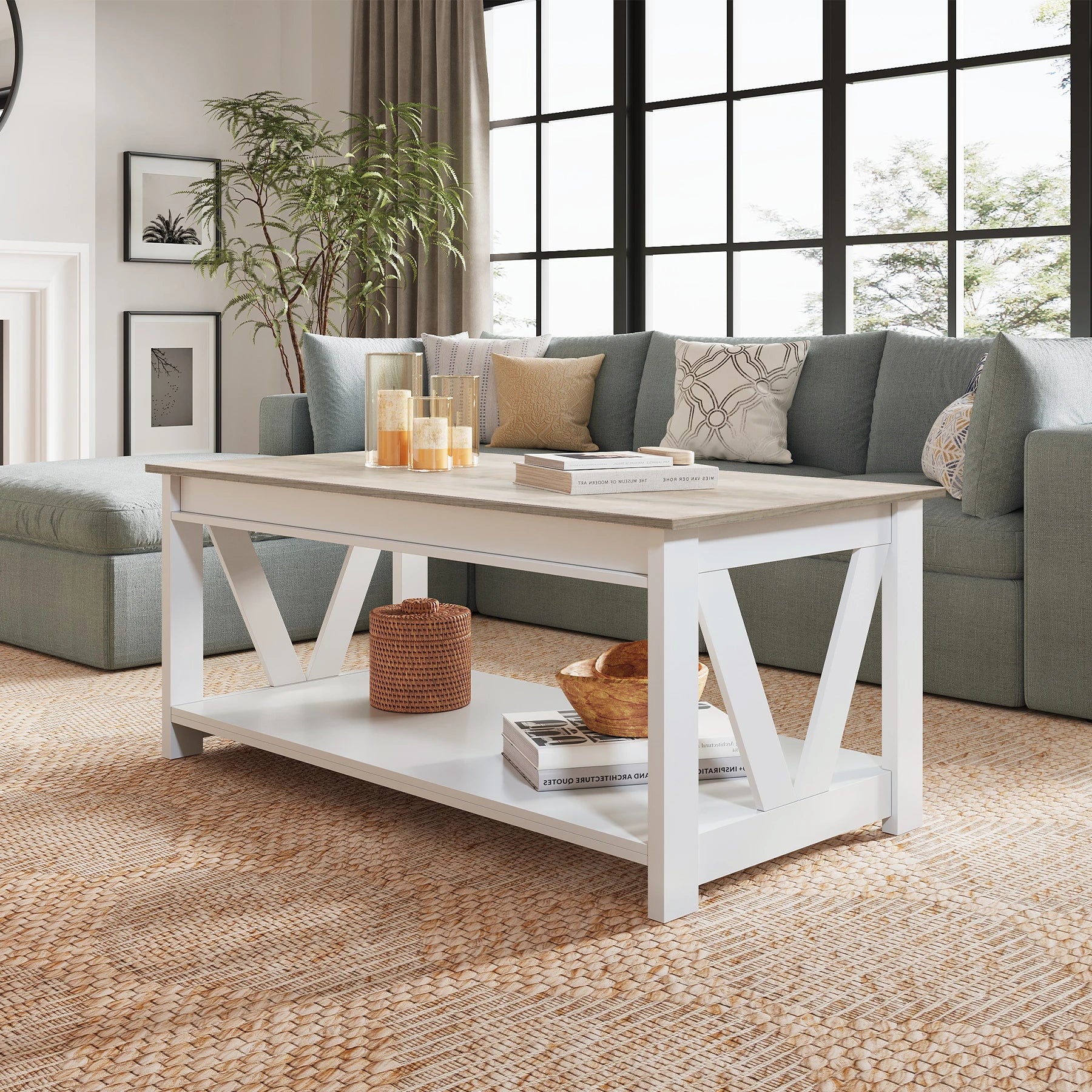 Sturdy Coffee Table w/Storage Shelf