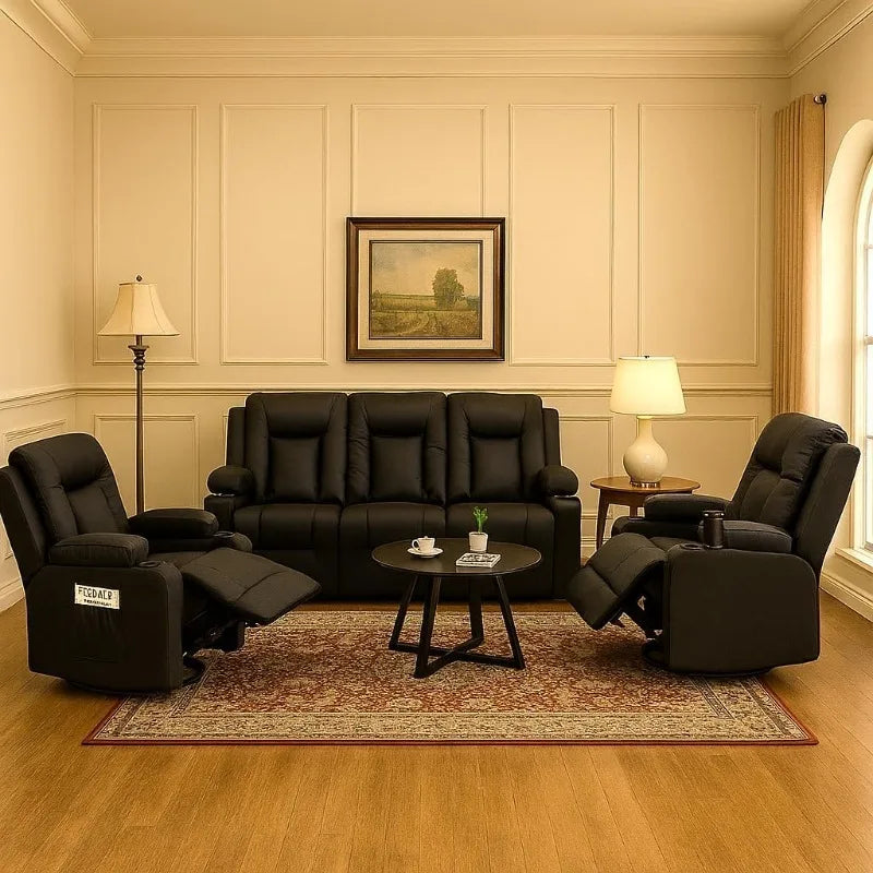 Leather Recliner Sofa Set