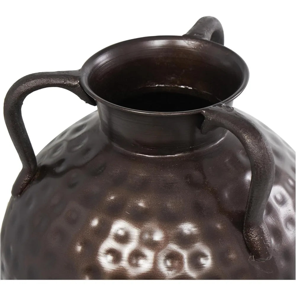 Brown Tall Metal Floor Vase