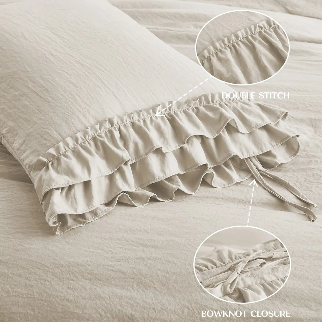 3 Piece Ruffled Duvet Cover Set