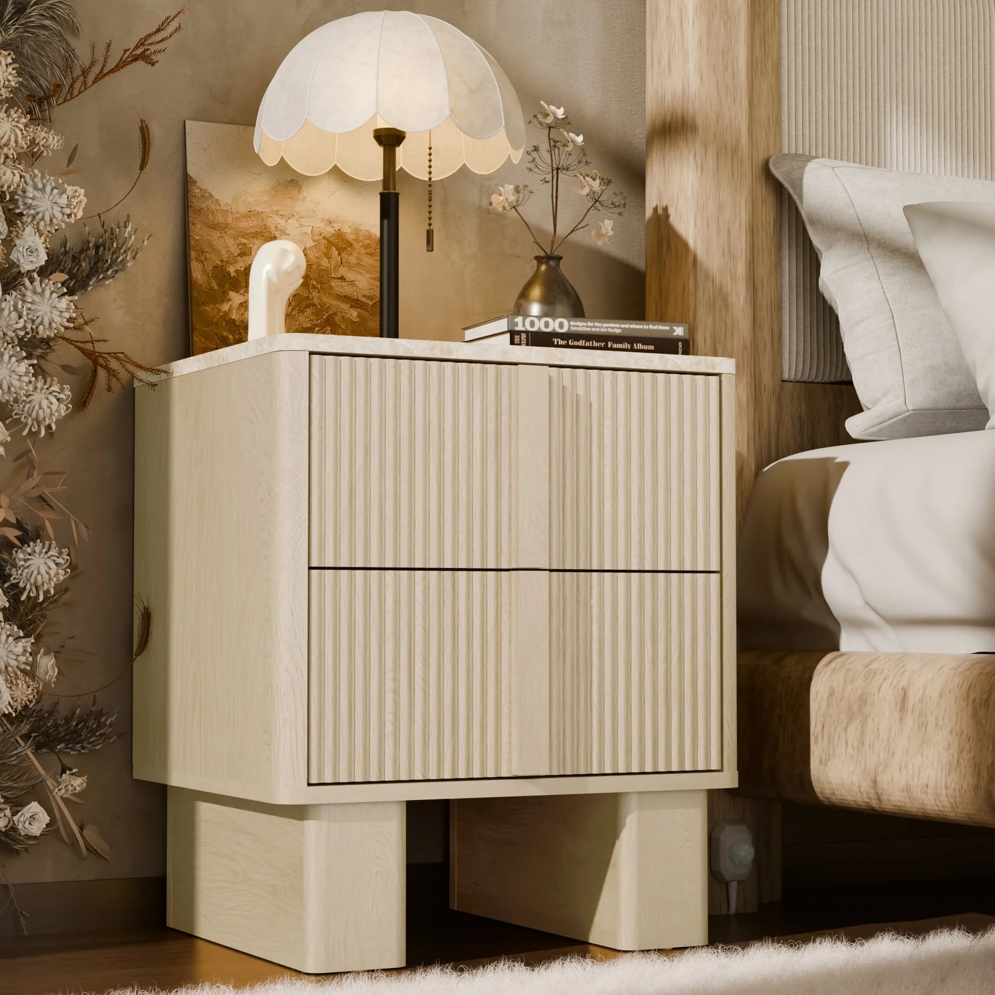 Set of 2 Nightstands w/Charging