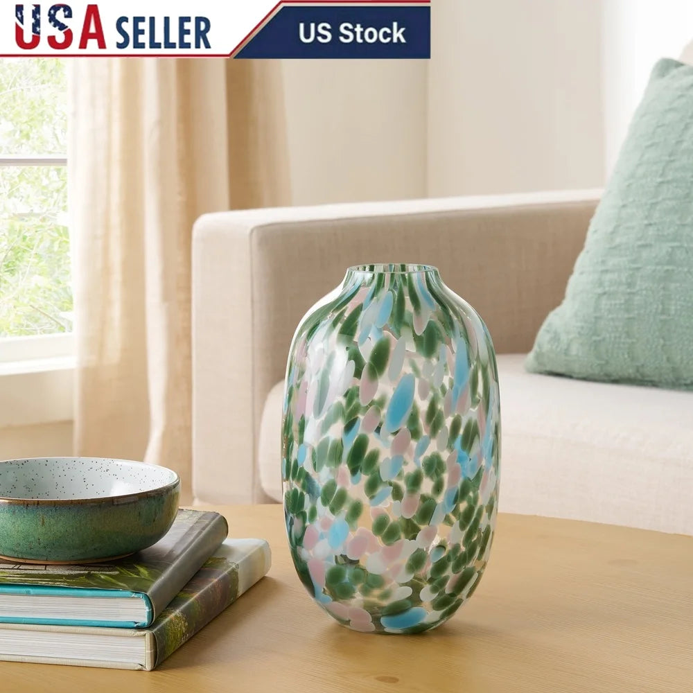 Glass Vase w/Multicolor Brushstrokes