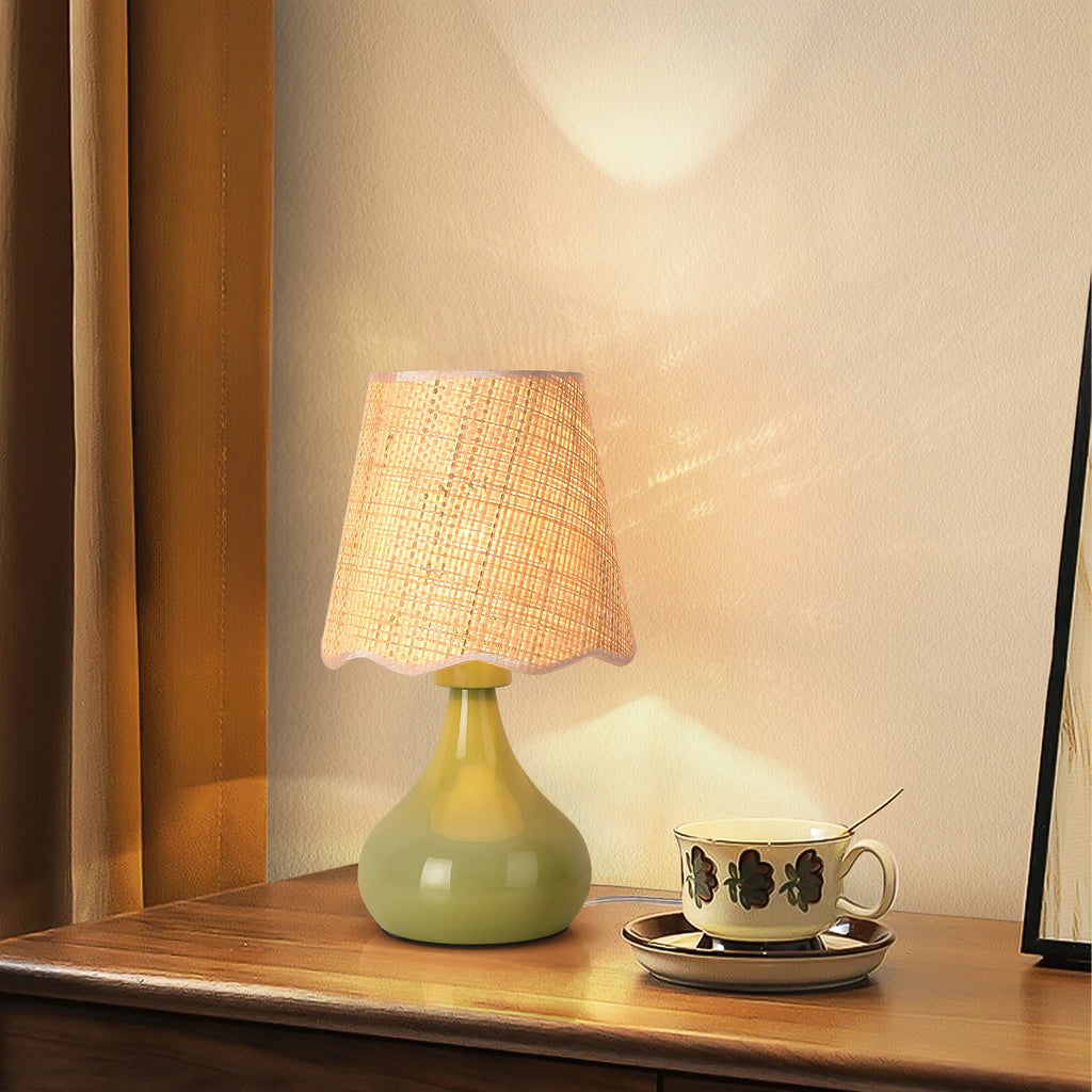Green Small Boho Table Lamp