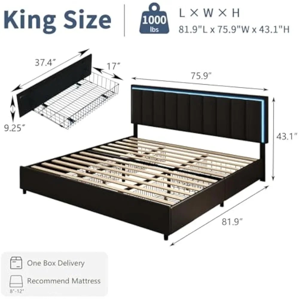 Bed Frame w/Upholstered Headboard