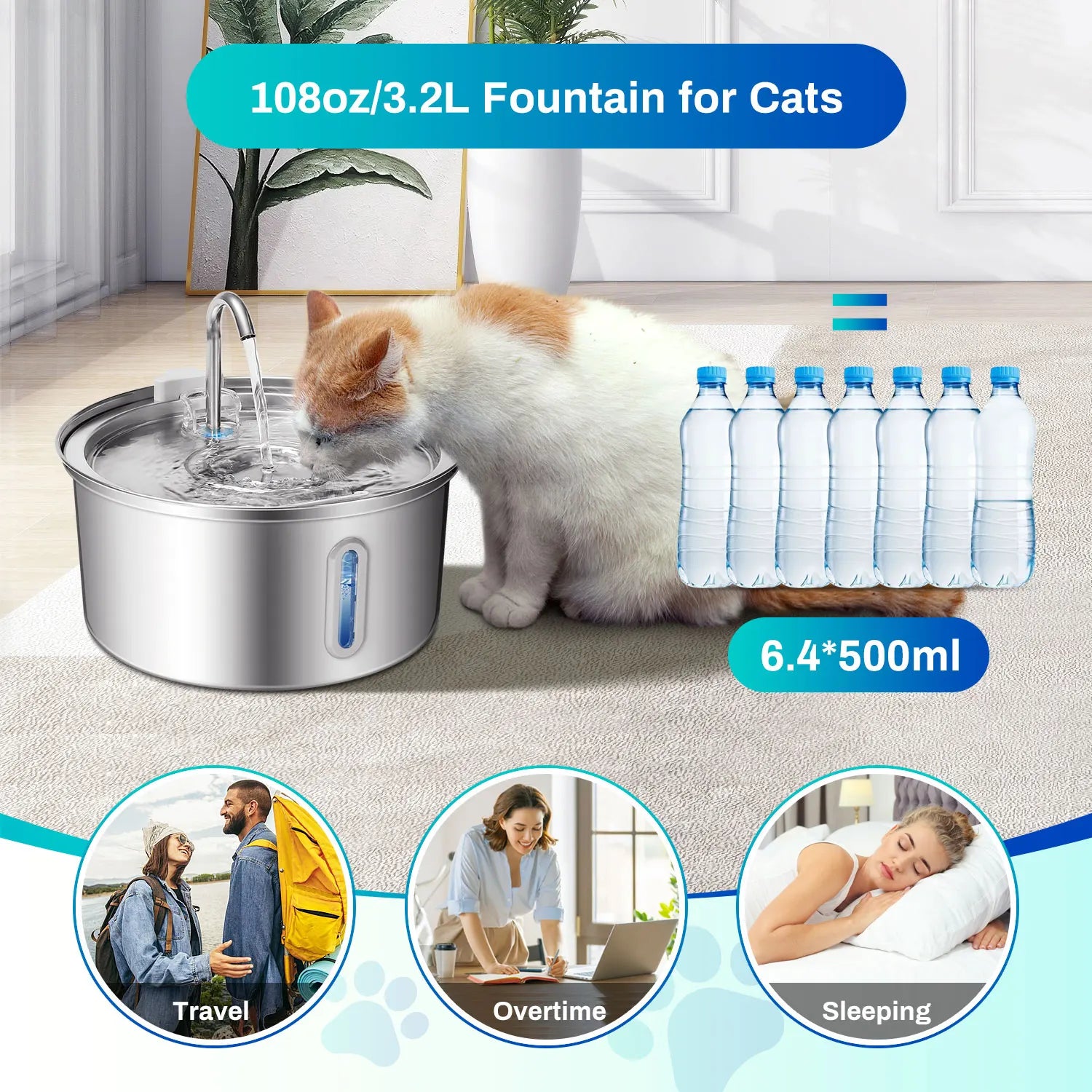 Cat Water Fountain Stainless Steel