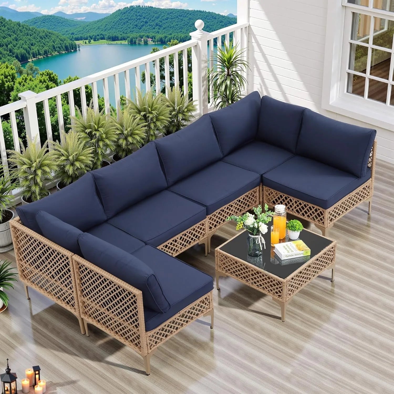 7 Piece Outdoor Wicker Patio Set