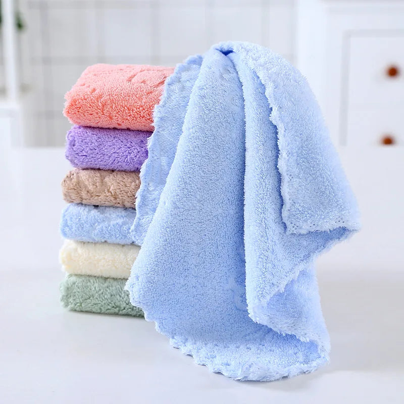 5-piece soft, coral fleece face towels
