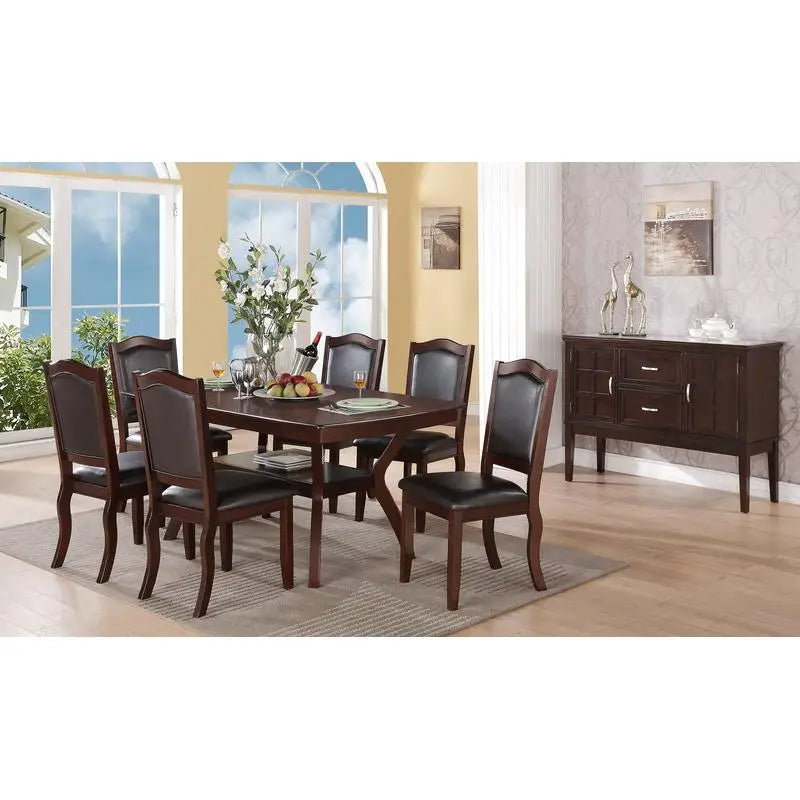 7pc Dining Set w/Solid Wood Table