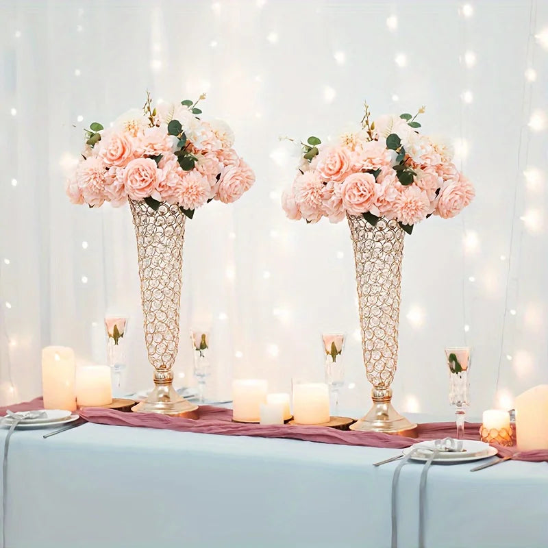 2 Crystal Vases, 20 Inches High