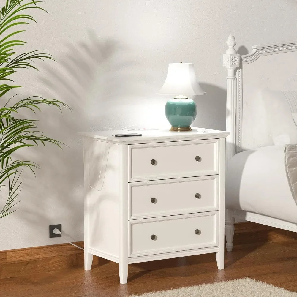 Wood Nightstand w/Power Outlet