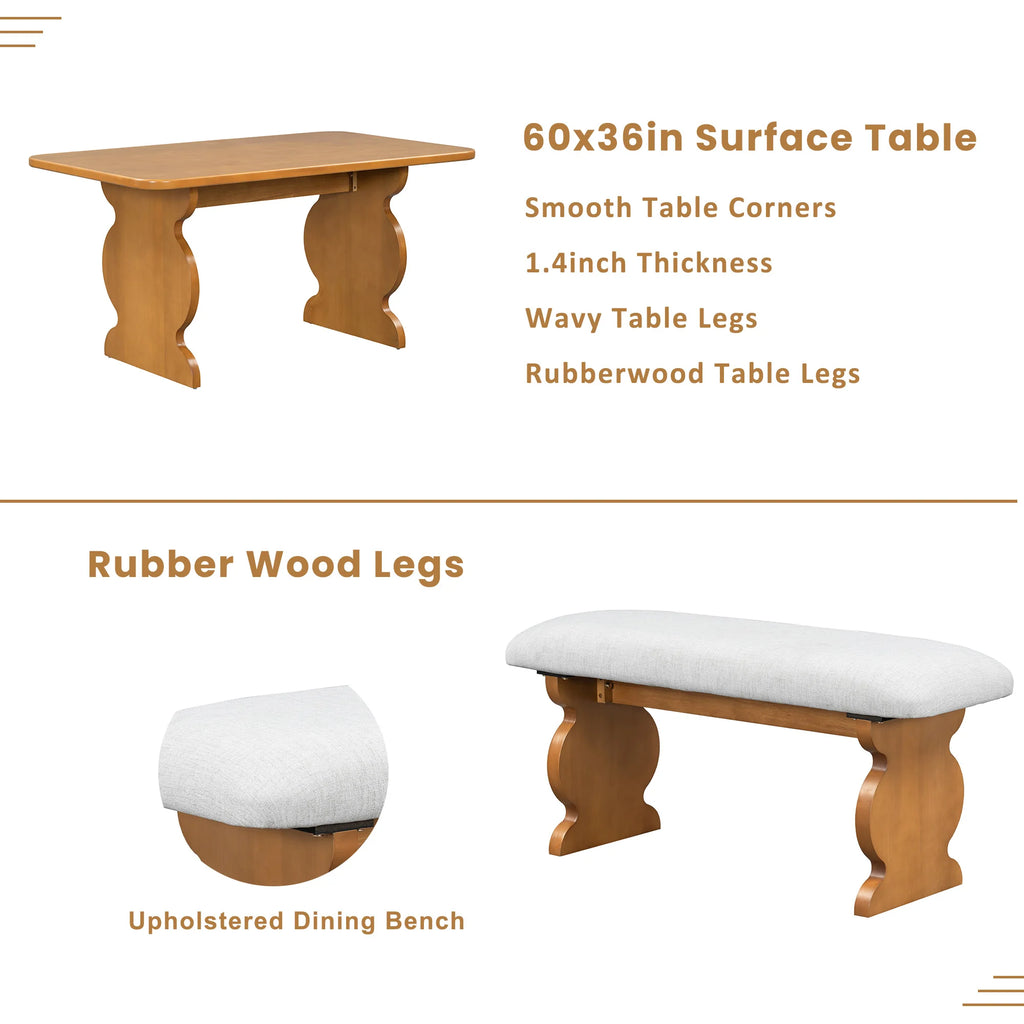 6-Pc Dining Set w/4 Chairs + Bench