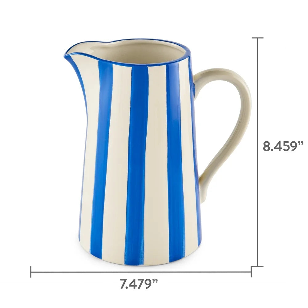 Ceramic Blue Stripe Pitcher Vase