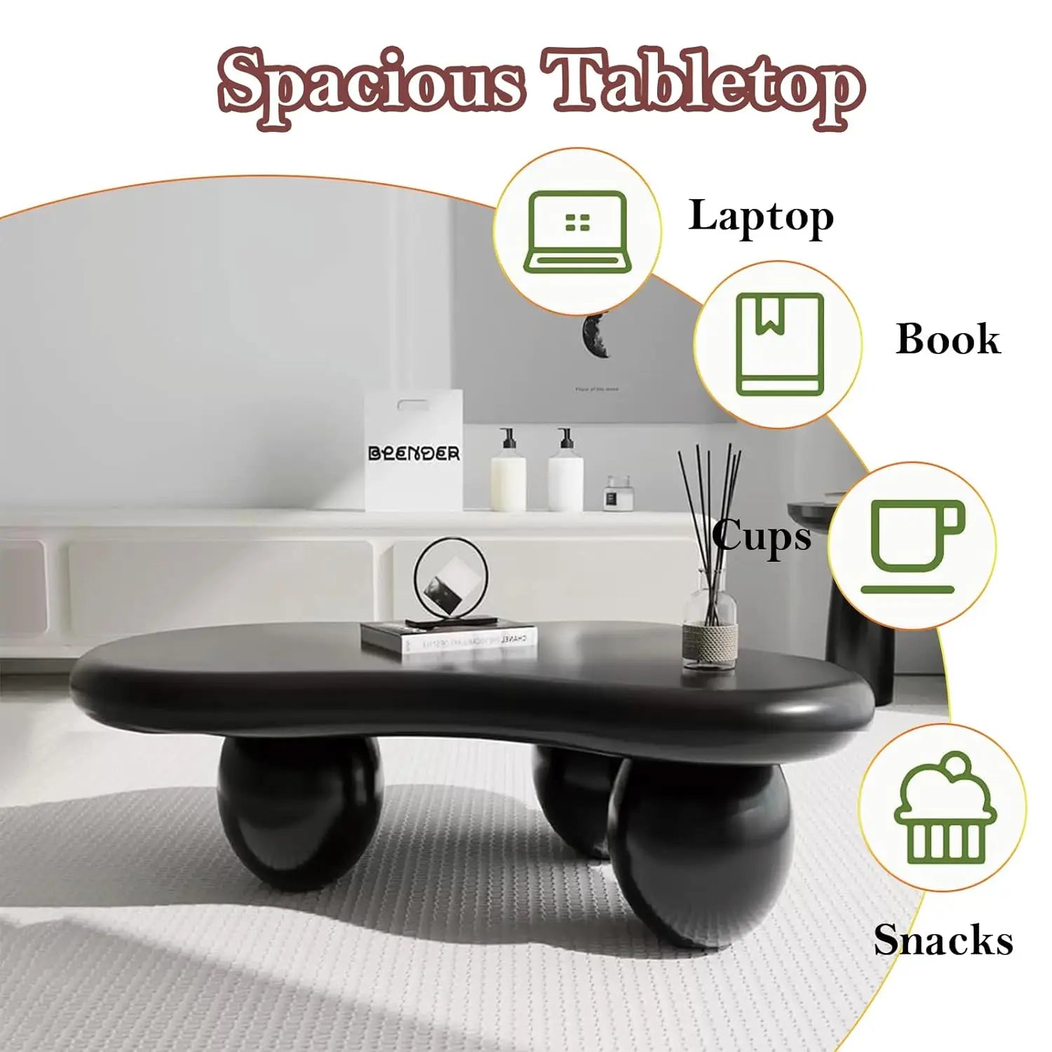 Black Coffee Table w/3 Stable Leg