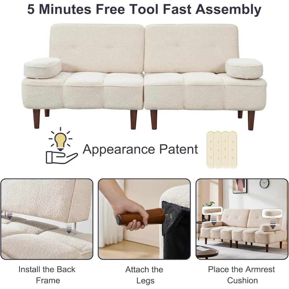 Sherpa Fabric Sleeper Sofa