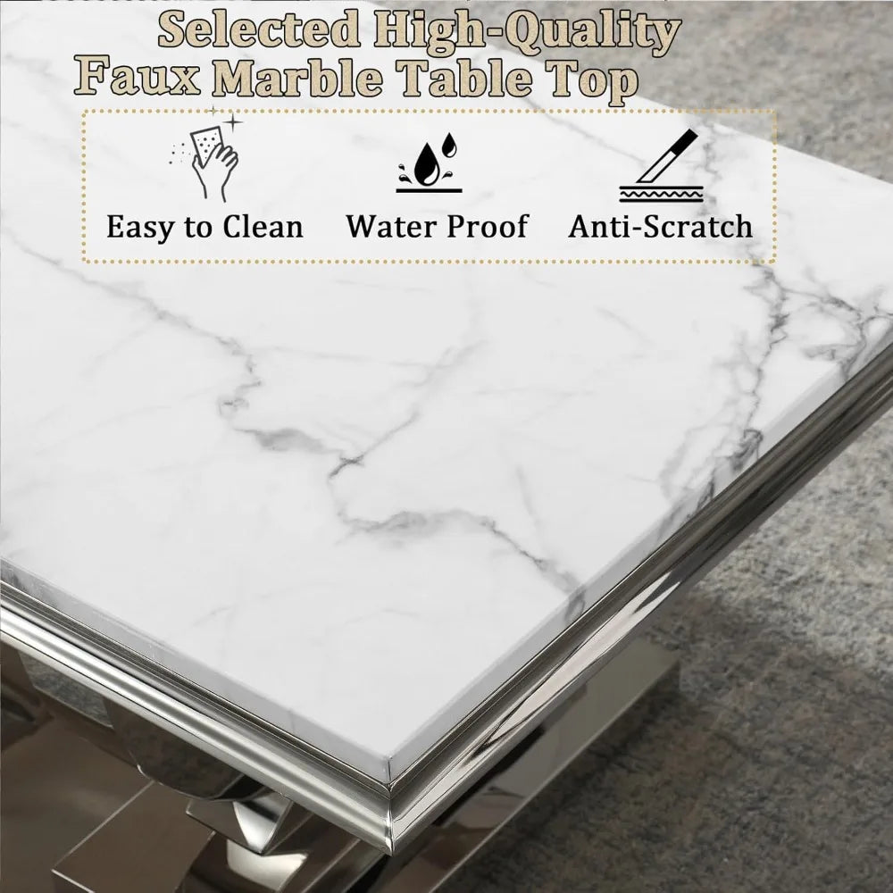 Table with Silver Mirrored Finish U-Shape