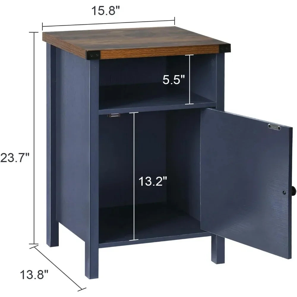 Set of 2 Nightstands with Barn Door