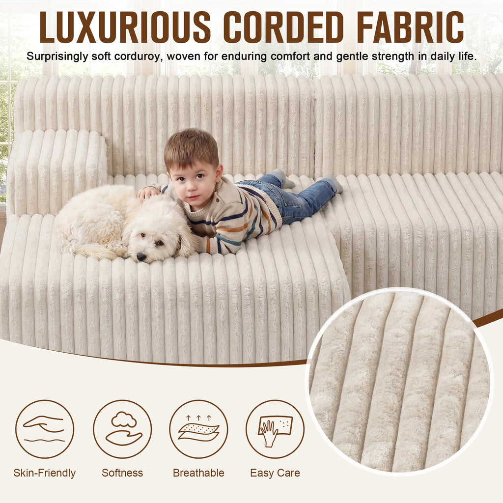 L-Shape Corduroy Sectional