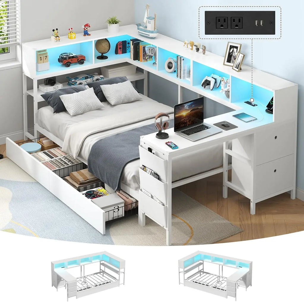 Twin Corner Bed with Desk