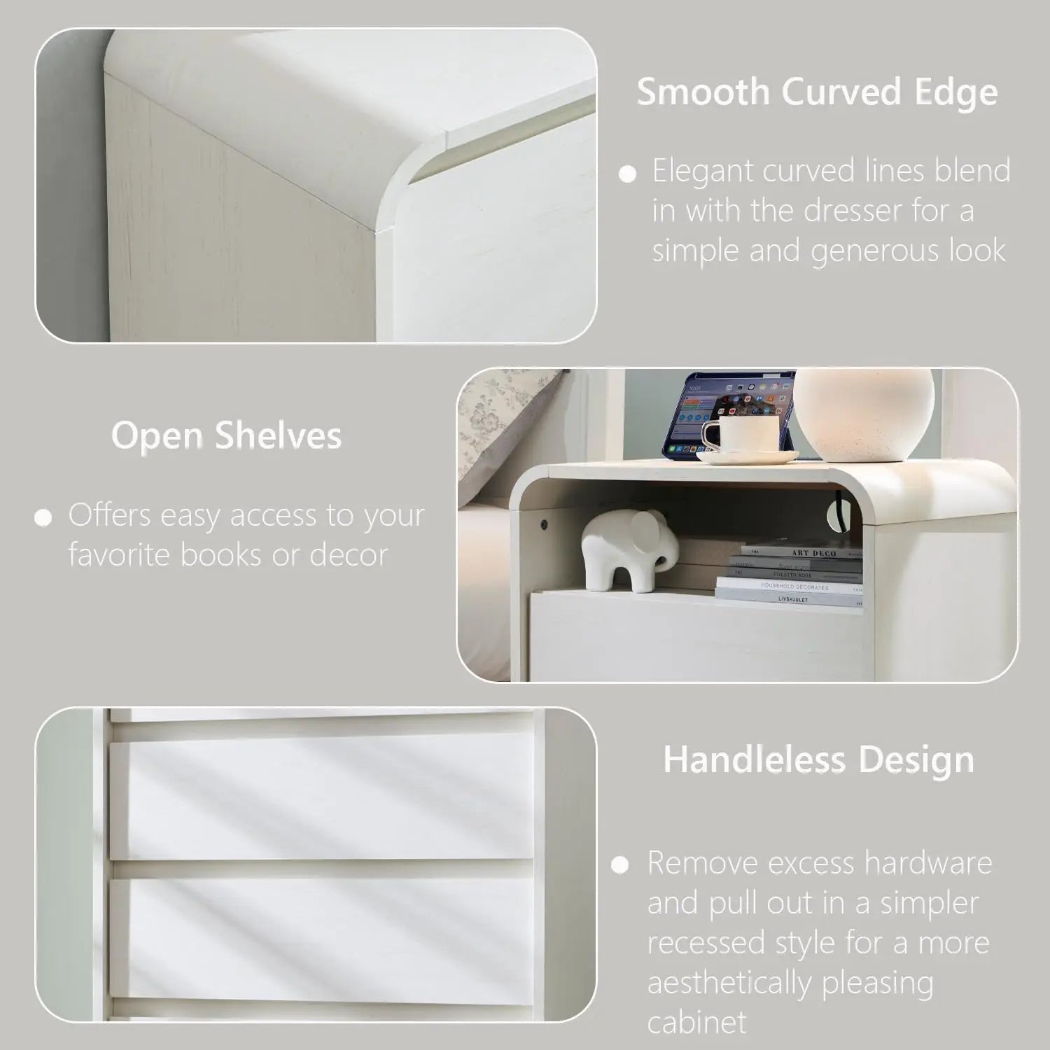 Wood Bedside Table w/Storage