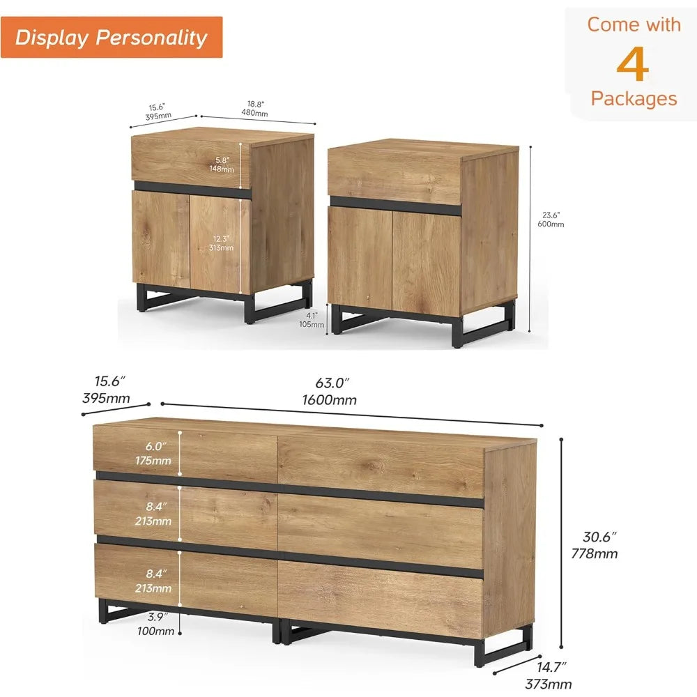 Dresser and Nightstand Set of 3