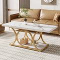 2-Tier Faux Marble Wood Coffee Table