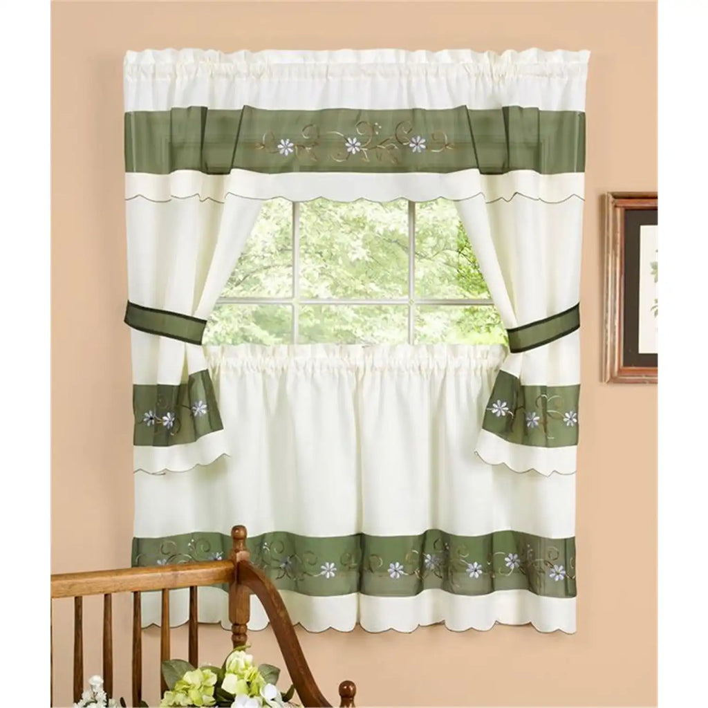 3 Pc Embellished Cottage Curtains