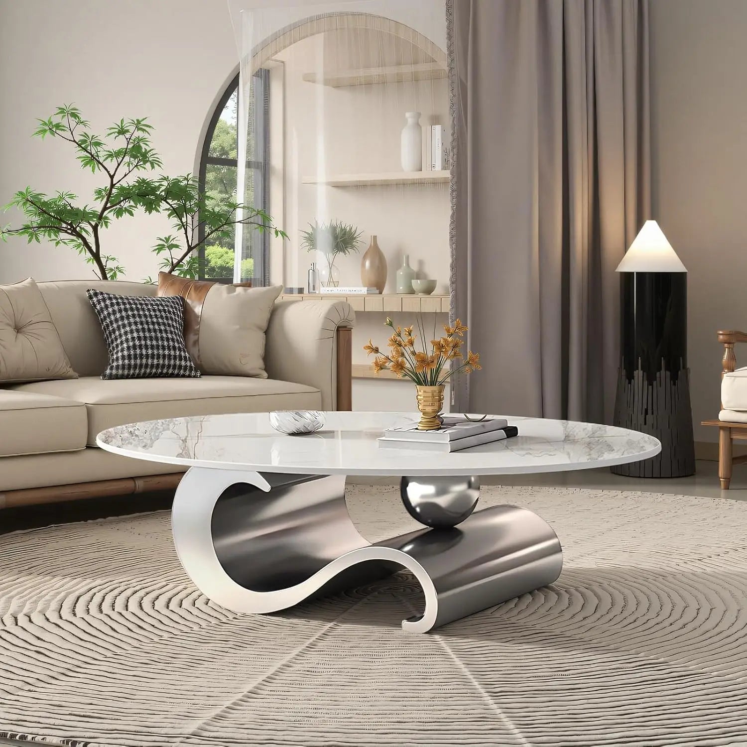 Marble Coffee Table w/Gold Base