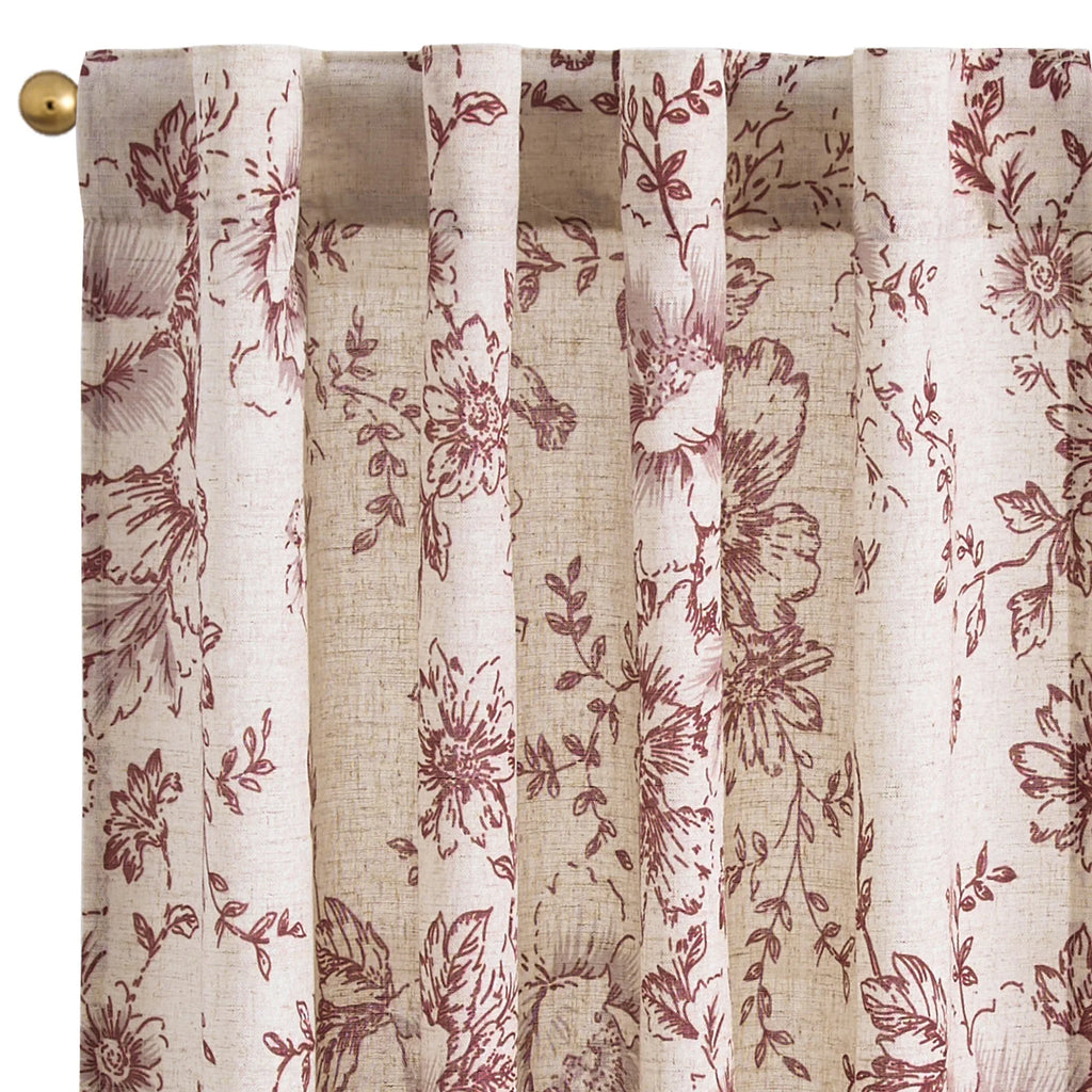 Linen Floral Curtain Set for Kitchen
