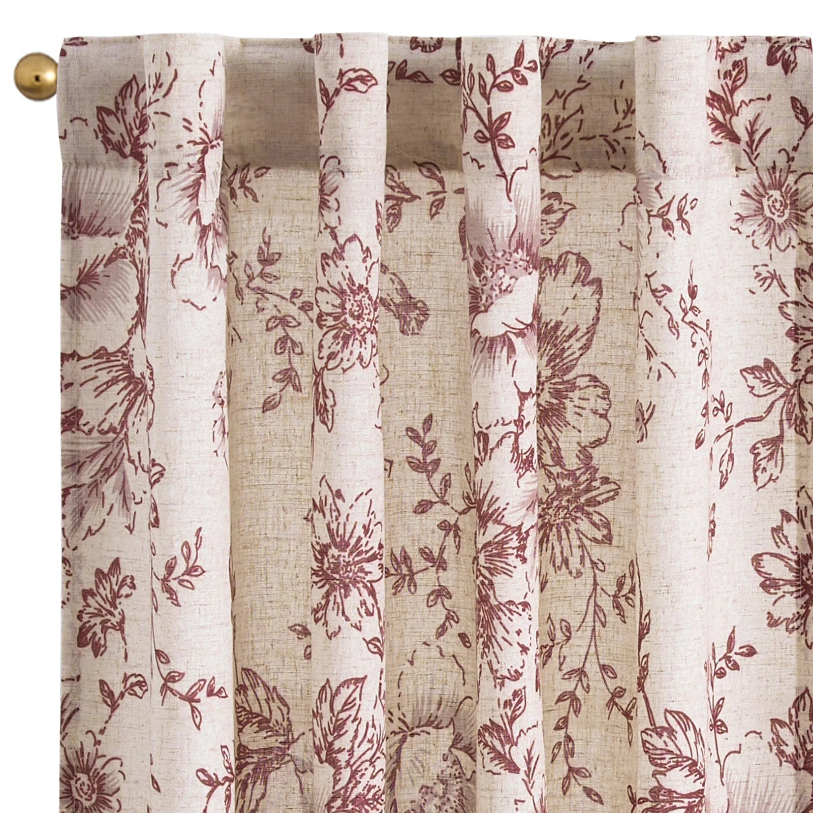 Linen Floral Curtain Set for Kitchen