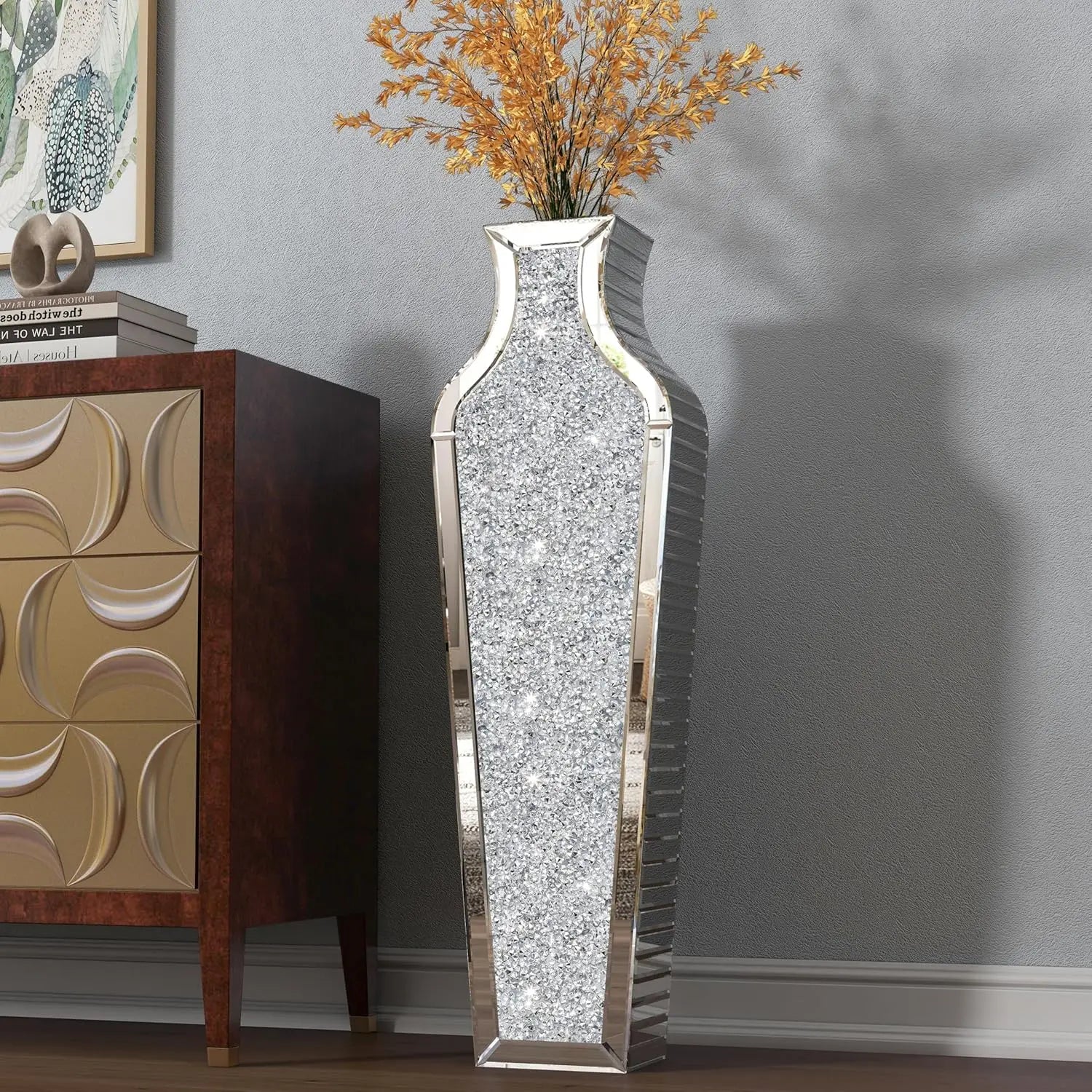 Diamond Mirrored Floor Vase