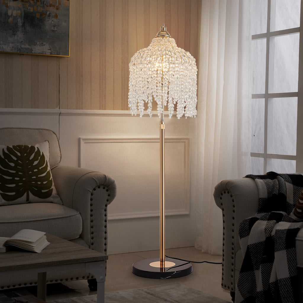 3-Light Elegant Crystal Floor Lamp