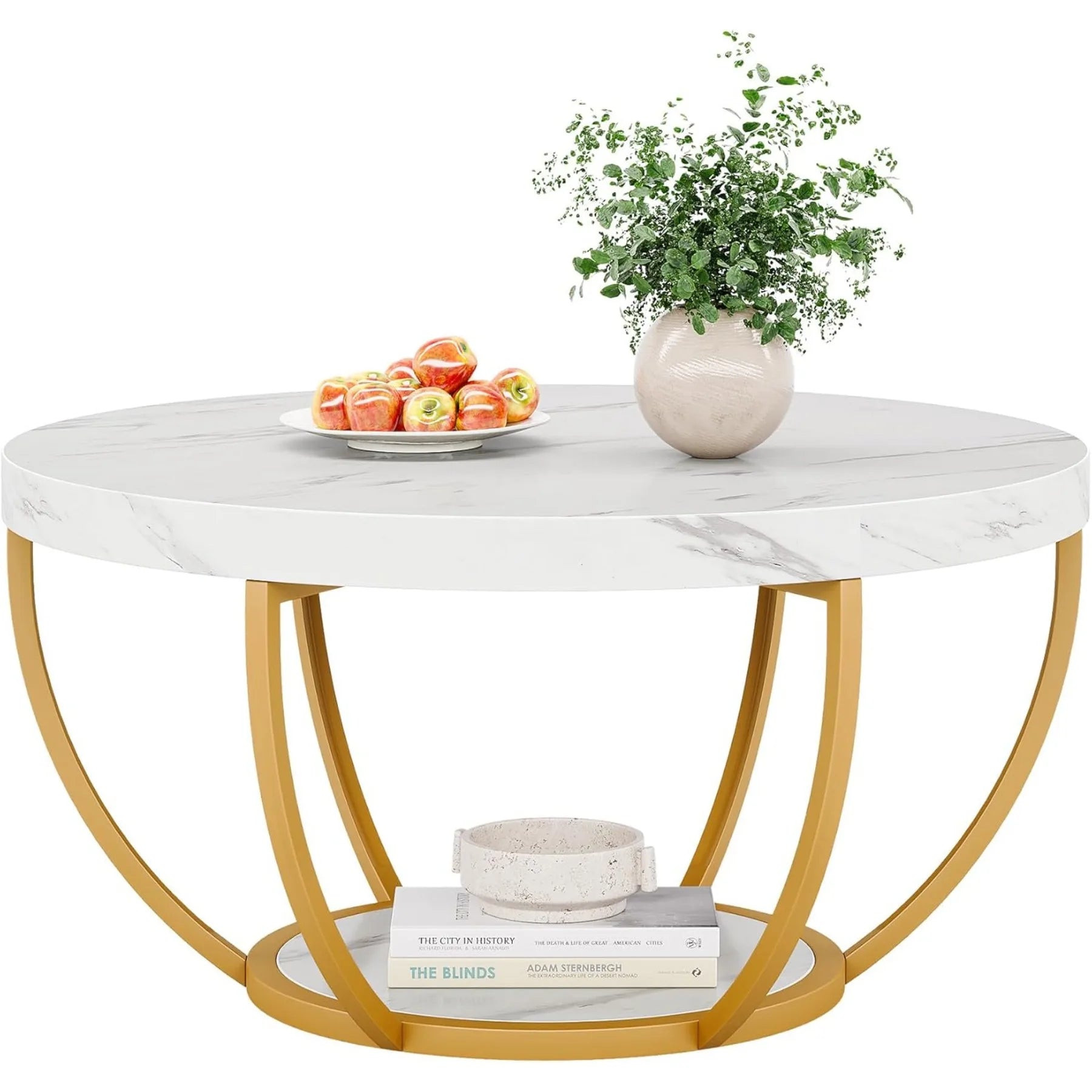 2 Tier Faux Marble Coffee Table