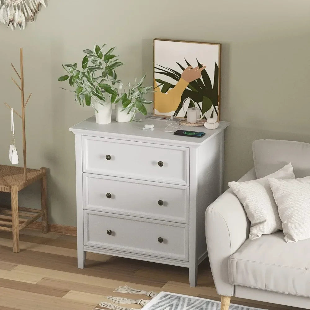 Wood Nightstand w/Power Outlet