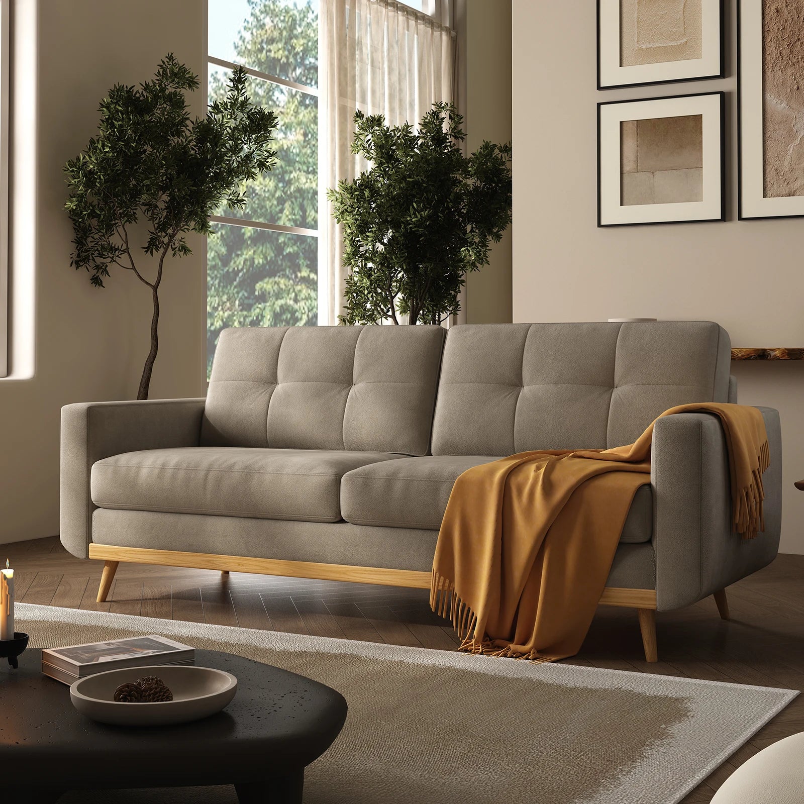 Loveseat Sofa w/Wooden Legs