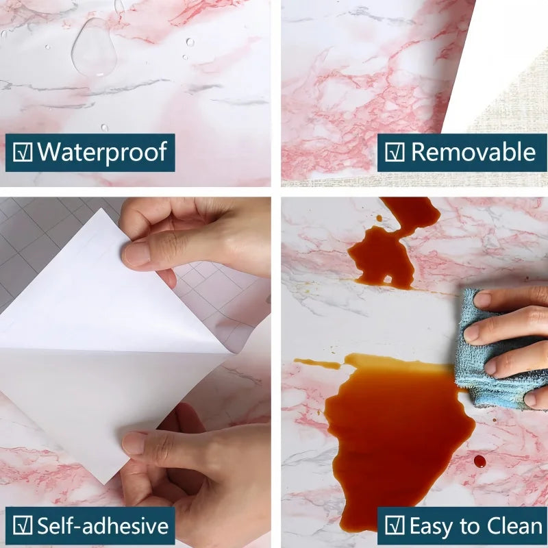 self-adhesive pink marble wallpaper