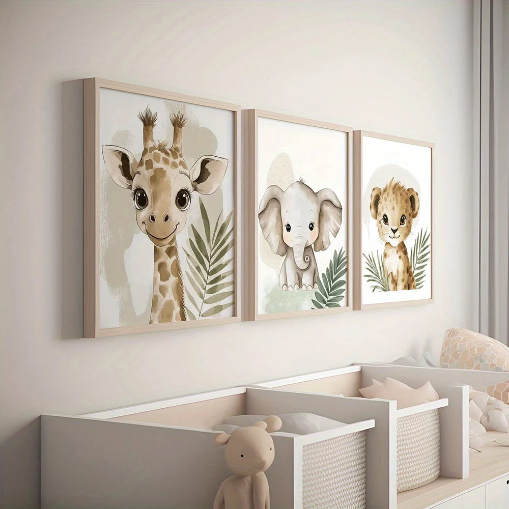 3pcs Jungle Animal Wall Art