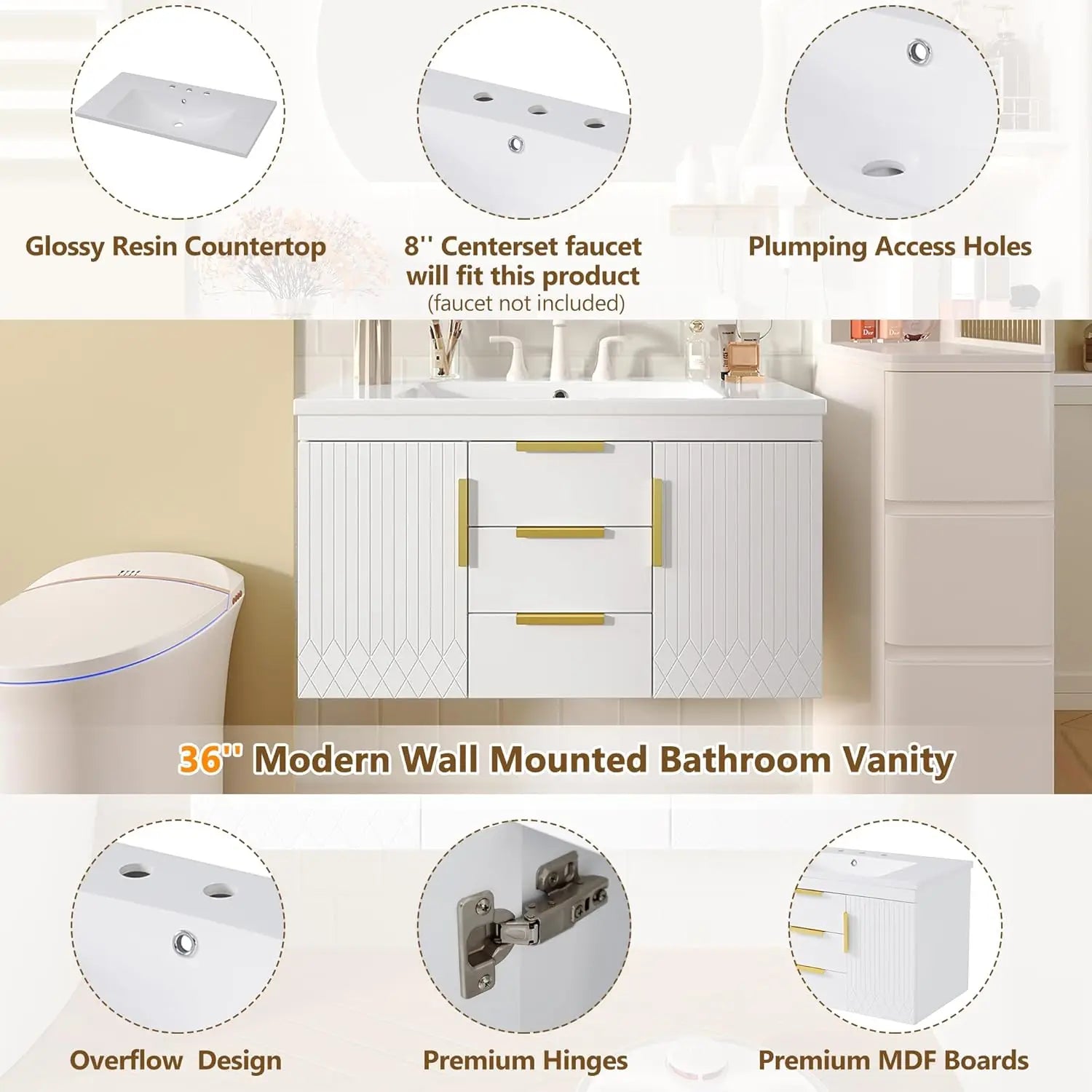 Wall-Mounted Bathroom Vanity Set