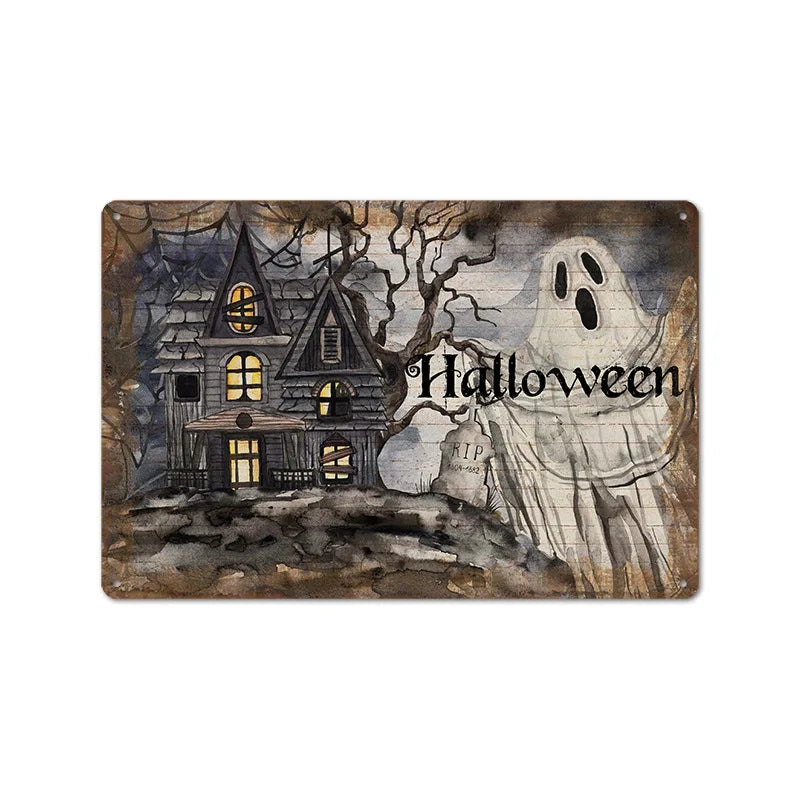 Retro Halloween Tin Painting