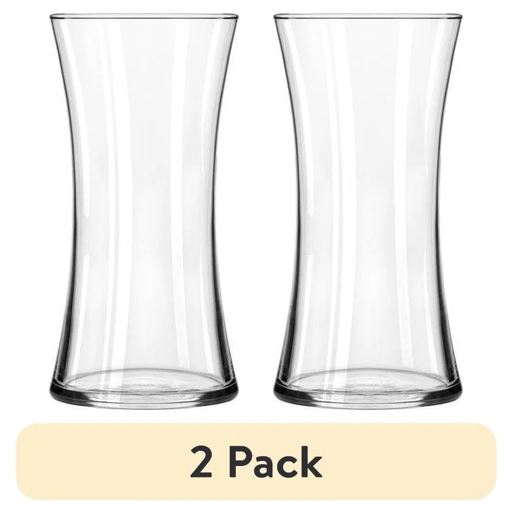 2 Pc Clear Glass Floral Vase