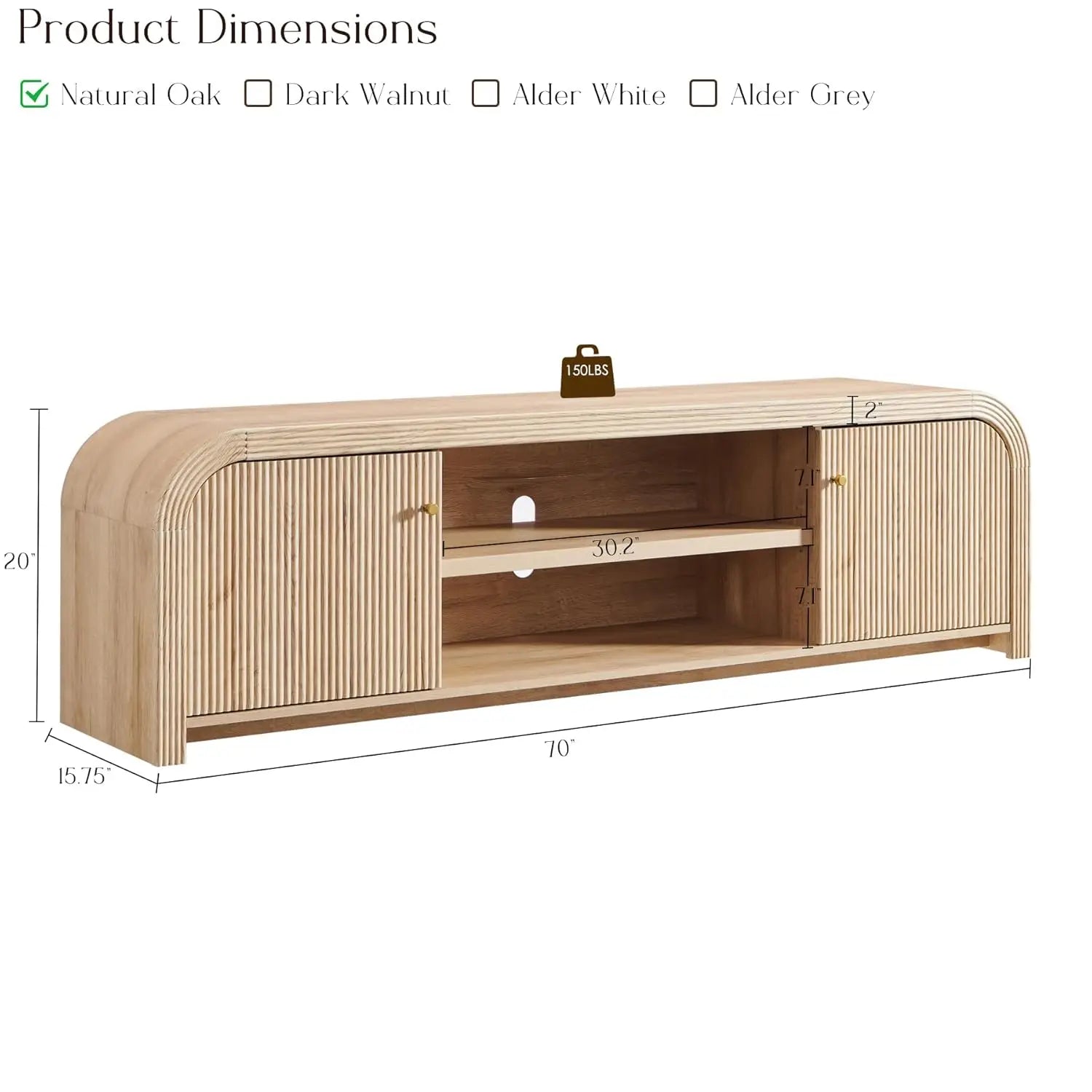 70" Modern Fluted TV Stand