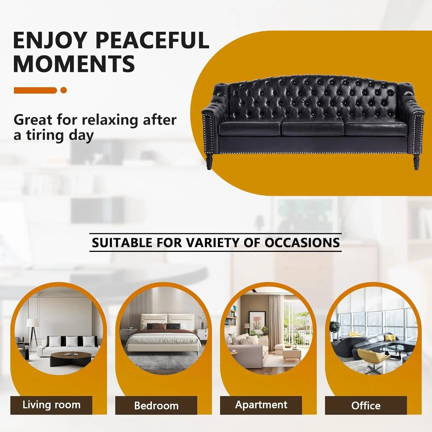 80" Large Leather Couch